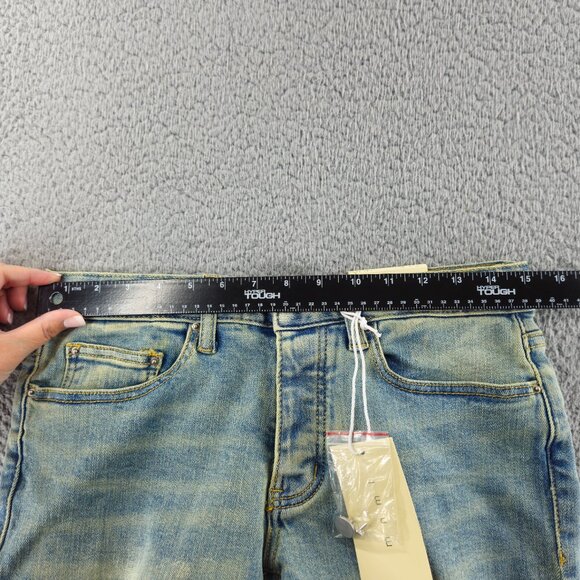 mnml M5 Stretch Denim Jeans Mens 28 Blue Ankle Zip Tapered Skinny Distressed - Picture 6 of 15